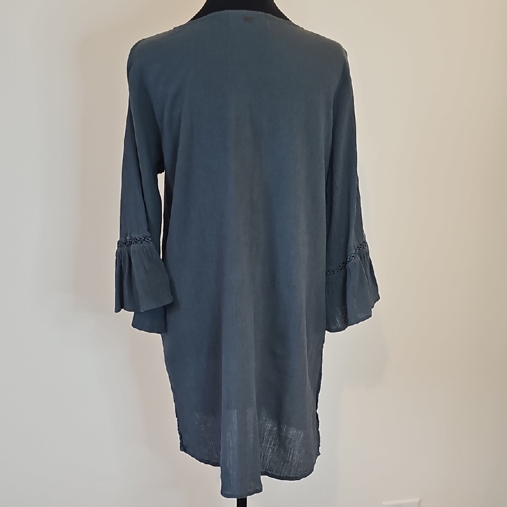 O'Neill Slate Blue Lace-Up Embroidered Tunic - Picture 3 of 9